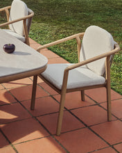 Load image into Gallery viewer, Sirte stackable outdoor chair in aluminium with wood-effect finish and ecru rope cord - image 4