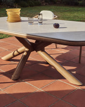 Load image into Gallery viewer, Mirtia outdoor table in wood-effect aluminium and ecru sintered stone 240 x 110cm - image 4