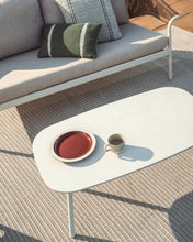 Load image into Gallery viewer, Zuara set with 3-seater sofa, 2 armchairs and outdoor table in ecru aluminium and brown synthetic rope cord - image 3