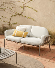Load image into Gallery viewer, Joncols outdoor 2-seater sofa in aluminium with taupe painted finish and beige cushions 164cm - image 3