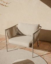 Load image into Gallery viewer, Zivia outdoor armchair in ecru rope cord and taupe galvanised steel - image 5