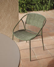 Load image into Gallery viewer, Atrani stackable outdoor chair in galvanised steel and green rope - image 5