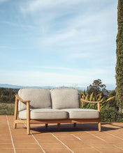 Load image into Gallery viewer, Elunda 2-seater outdoor sofa in solid teak wood FSC 100% 149cm - image 3