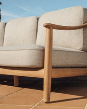Load image into Gallery viewer, Elunda 3-seater outdoor sofa in solid teak wood FSC 100% 215cm - image 5
