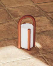 Load image into Gallery viewer, Leros small portable table lamp in terracotta polyethylene and steel - image 9