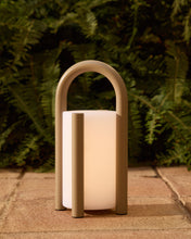 Load image into Gallery viewer, Leros small portable table lamp in taupe polyethylene and steel - image 11