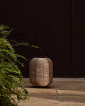 Load image into Gallery viewer, Saranella small portable LED table lamp in light grey synthetic rattan - image 6