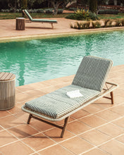 Load image into Gallery viewer, Dirome green striped 100% PET sun lounger cushion 50 x 175cm - image 5