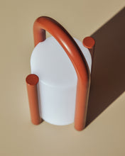 Load image into Gallery viewer, Leros small portable table lamp in terracotta polyethylene and steel - image 11