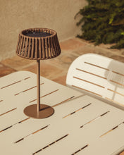 Load image into Gallery viewer, Aldet outdoor solar table lamp in brown flat rope cord with metal stand - image 5