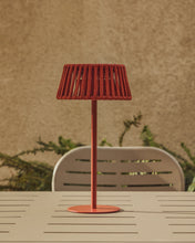 Load image into Gallery viewer, Aldet outdoor solar table lamp in terracotta flat rope cord with metal stand - image 5
