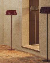 Load image into Gallery viewer, Aldet outdoor solar floor lamp in brown flat rope cord with metal base Ø46cm - image 6