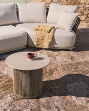 Load image into Gallery viewer, Orosei outdoor side table in sintered stone, aluminium and ecru rope Ø 55 cm - image 2