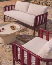 Load image into Gallery viewer, Omala set consisting of 2-seater sofa and 2 armchairs in burgundy rope cord and aluminium - image 5