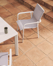 Load image into Gallery viewer, Canea stackable outdoor chair in beige texteline and ecru aluminium - image 5
