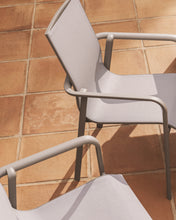 Load image into Gallery viewer, Canea stackable outdoor chair in beige texteline and taupe aluminium - image 8