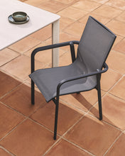 Load image into Gallery viewer, Canea stackable outdoor chair in grey texteline and graphite aluminium - image 6