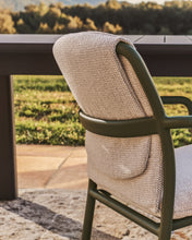 Load image into Gallery viewer, Linosa stackable outdoor chair in green aluminium with beige cushion - image 6