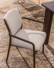 Load image into Gallery viewer, Linosa stackable outdoor chair in green aluminium with beige cushion - image 7