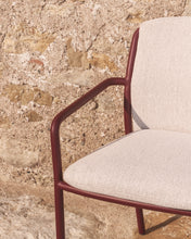 Load image into Gallery viewer, Linosa stackable outdoor chair in burgundy aluminium with beige cushion - image 7