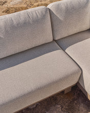 Load image into Gallery viewer, Nerano set with 5-seater corner sofa and coffee table in tempered glass and taupe aluminium - image 4