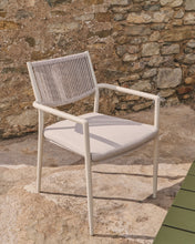 Load image into Gallery viewer, Argasi stackable outdoor chair in ecru aluminium and grey synthetic rope cord - image 6