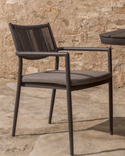 Load image into Gallery viewer, Argasi stackable outdoor chair in graphite aluminium and dark grey synthetic rope cord - image 6