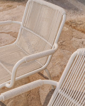 Load image into Gallery viewer, Salis stackable armchair in ecru aluminium and ecru synthetic rope cord - image 7