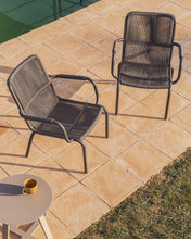 Load image into Gallery viewer, Salis stackable armchair in graphite aluminium and dark grey synthetic rope cord - image 7