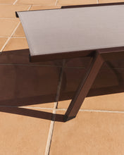 Load image into Gallery viewer, Stackable Capraia sun lounger in brown aluminium with light brown texteline - image 8