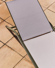 Load image into Gallery viewer, Stackable Capraia sun lounger in green aluminium with beige texteline - image 6