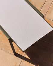 Load image into Gallery viewer, Stackable Capraia sun lounger in green aluminium with beige texteline - image 7