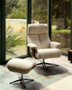 Toriel beige reclining swivel armchair with footrest and aluminium legs