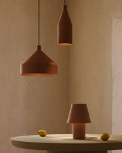 Load image into Gallery viewer, Canapost table lamp in metal with a terracotta painted finish, UK adaptor - image 4