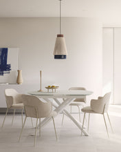 Load image into Gallery viewer, Yodalia extendable table in tempered glass with steel legs in a white finish 130(190)x100 cm - image 9