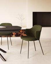 Load image into Gallery viewer, Yunia chair in green wide seam corduroy with steel legs in a painted black finish FR - image 6
