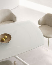 Load image into Gallery viewer, Yodalia extendable table in tempered glass with steel legs in a white finish 130(190)x100 cm - image 10