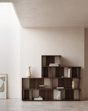Load image into Gallery viewer, Litto set of 9 modular shelving units in walnut wood veneer, 202 x 114 cm - image 13
