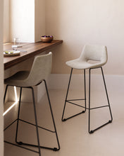 Load image into Gallery viewer, Zahara beige stool with steel in a black finish, height 65 cm FSC 100% - image 11