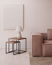 Load image into Gallery viewer, Yoana set of 2 nesting side tables with a walnut veneer and black painted metal structure - image 3