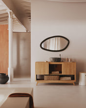 Load image into Gallery viewer, Magrit mirror in solid mungur wood with a black finish Ø 60 x 110 cm - image 4