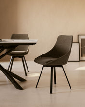 Load image into Gallery viewer, Jenna dark grey swivel chair with steel legs with black finish FSC 100% - image 4