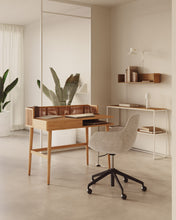Load image into Gallery viewer, Araxi table in veneer, solid ash wood and rattan 105 x 62 cm - image 6