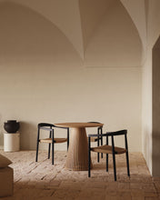 Load image into Gallery viewer, Ydalia stackable outdoor chair in solid teak wood with black finish and synthetic rattan rope - image 12