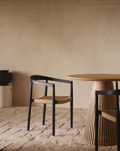 Load image into Gallery viewer, Ydalia stackable outdoor chair in solid teak wood with black finish and synthetic rattan rope - image 11