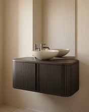 Load image into Gallery viewer, Mailen bathroom cupboard in ash veneer in a dark finish, 90 x 45 cm - image 8