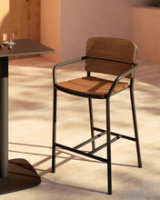 Load image into Gallery viewer, Algueret Stool Solid Eucalyptus Wood Natural Finish and Black Aluminum 65 cm FSC 100% - image 9