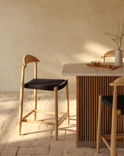Load image into Gallery viewer, Nina Stool made of solid acacia wood with natural finish and black rope, height 62 cm - image 9