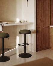 Load image into Gallery viewer, Zaib stool in dark green chenille and matt black steel height 63-84 cm FSC 100% - image 13
