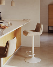 Load image into Gallery viewer, Zenda stool in beige chenille and matt white steel 81-102 cm FSC 100% - image 13